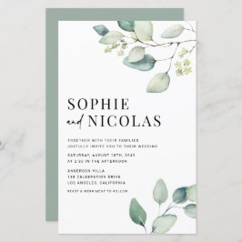Convite de casamento Eucalyptus Verde Sage