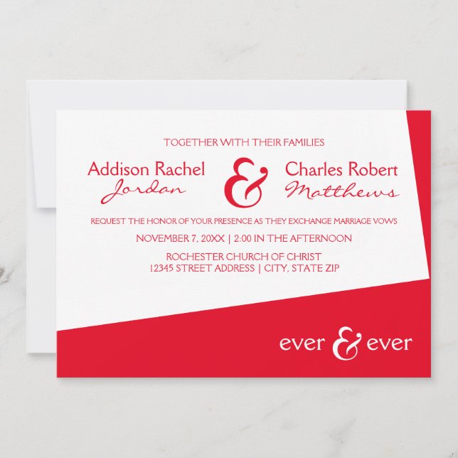 Convite de Casamento Ever & Ever Red Angle (Frente)