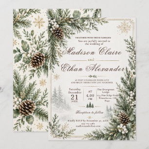 Convite de Casamento Evergreen de Inverno