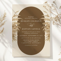 Convite de Casamento Exótico Boêmio Terroso com Gr