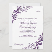 Convite de Casamento Exquisite Vines - Ameixa / Ro