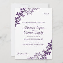 Convite de Casamento Exquisite Vines - Ameixa / Ro