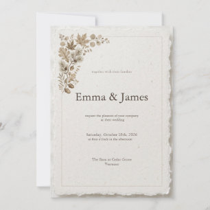 Convite de Casamento Fall Deckle Edge - Bordo e Bo