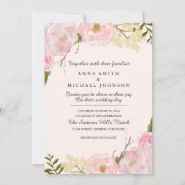 Convite De Casamento Falso Botânico De Blush Cor-D