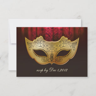 Convite de Casamento Fantasia com Máscara de Plum 