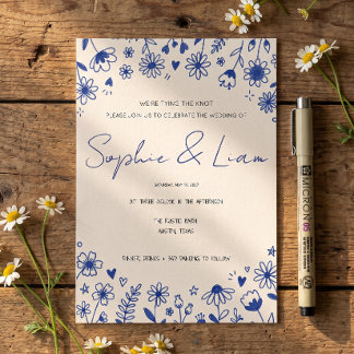 Convite de Casamento Fantasia de Flor Silvestre De