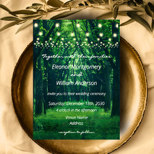 Convite de Casamento Fantasy Forest Golden String