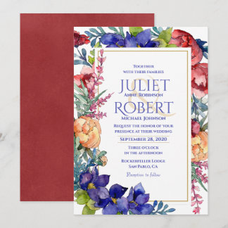 Convite De Casamento | Felicidade Aquarela Floral