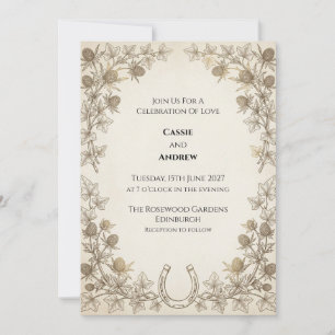 Convite de Casamento Ferradura de Espinheiro Rústi