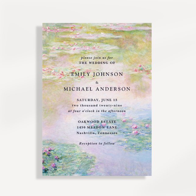 Convite de Casamento Fine Art Monet Lírios de Água (Criador carregado)