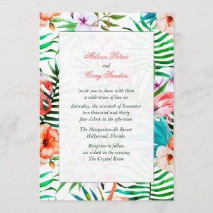 Convite de Casamento Flamingo Aquarela