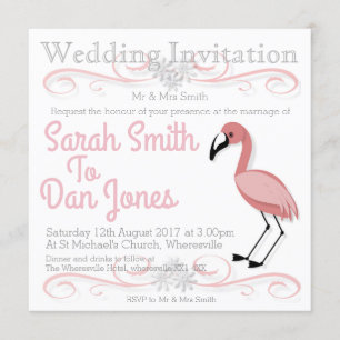 Convite de Casamento Flamingo (Personalizável)