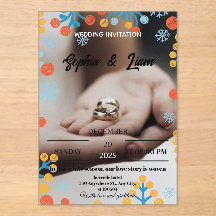 Convite de Casamento Floco de Neve de Inverno