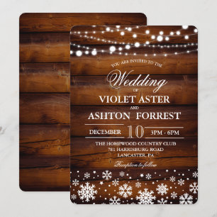 Convite de Casamento Floco de Neve de Inverno