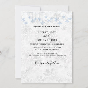 Convite de Casamento Floco de Neve de Inverno