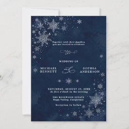 Convite de Casamento Flocos de Neve da Meia-Noite