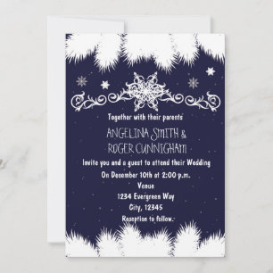 Convite de Casamento Flocos de Neve de Inverno & P