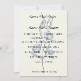 Convite de Casamento Flor Azul Chinoiserie