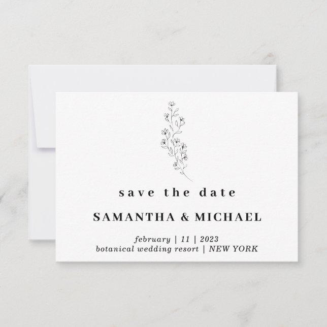 Convite de casamento Flor Boho Claro Indie Save th (Frente)