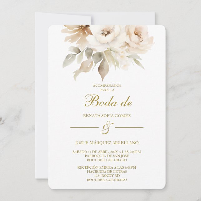 Convite de casamento Flor branca na primavera em e (Frente)