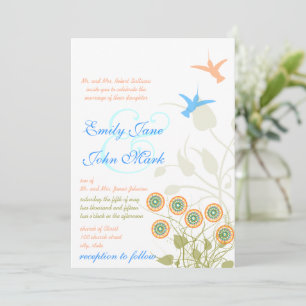 Convite de Casamento Flor Caprichosa e Beija-Flor