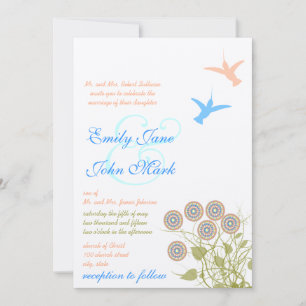 Convite de Casamento Flor Caprichosa e Beija-flor