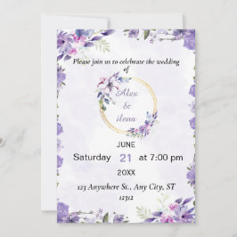 Convite de Casamento Flor de Aquarela Estética Dou