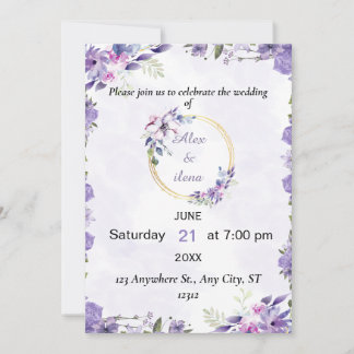 Convite de Casamento Flor de Aquarela Estética Dou