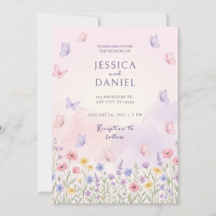 Convite de Casamento Flor de Borboleta Pastel