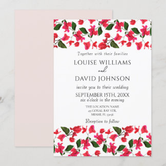 Convite de Casamento Flor de Bougainvillea