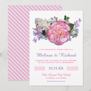 Convite de Casamento Flor de Camélia Rosa Elegante