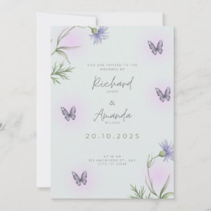 Convite de Casamento Flor de Campo Borboleta Lavan