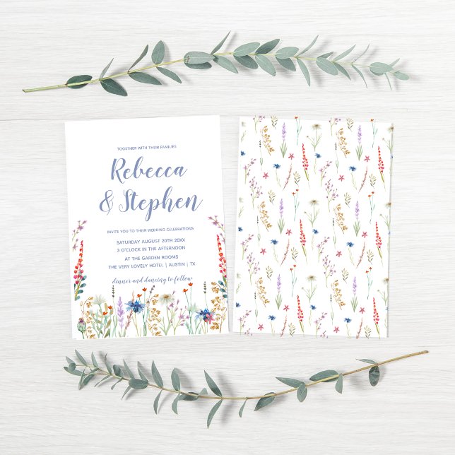 Convite de Casamento Flor de Campo com Aquarela Bo (Criador carregado)