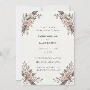 Convite de Casamento Flor de Campo Rosa