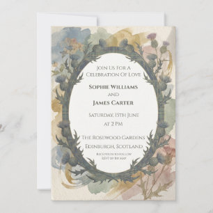 Convite de Casamento Flor de Cardo Floral Temperam