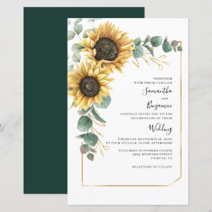 Convite de Casamento Flor de Girassol Eucalipto