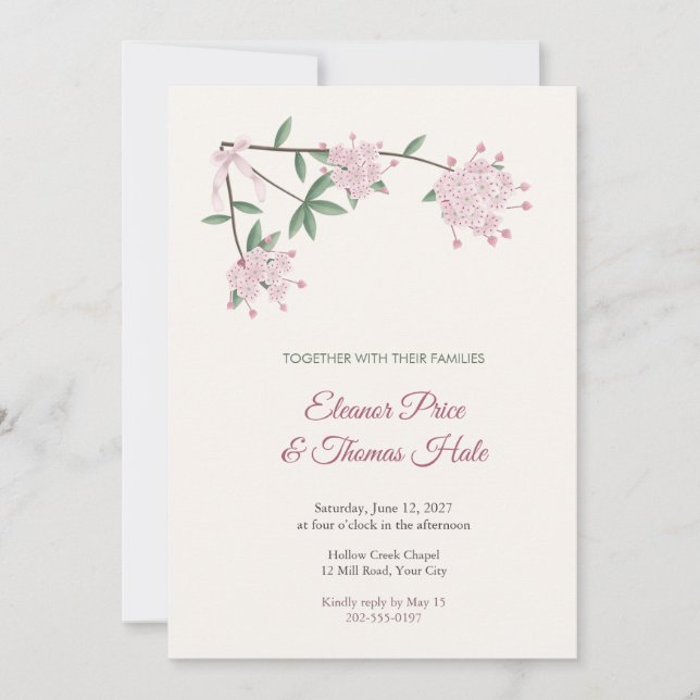 Convite de Casamento Flor de Kalmia (Frente)