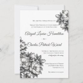 Convite de Casamento Flor de Magnólia Elegante