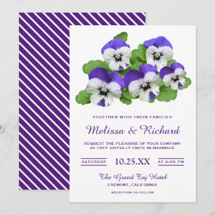 Convite de Casamento Flor de Pensamento Roxa Elega