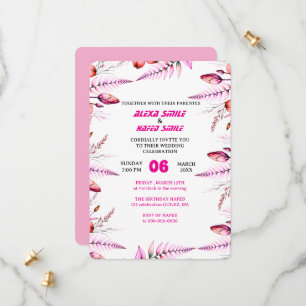 Convite de Casamento Flor de Rosa: Rosa Bege