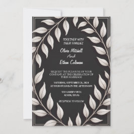 Convite de Casamento Flor Elegante Preto e Branco