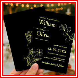 Convite de Casamento Flor Silvestre Amarelo Mantei
