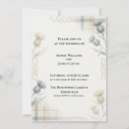 Convite de Casamento Flor Silvestre Azul Empoeirad