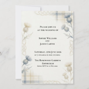 Convite de Casamento Flor Silvestre Azul Empoeirad