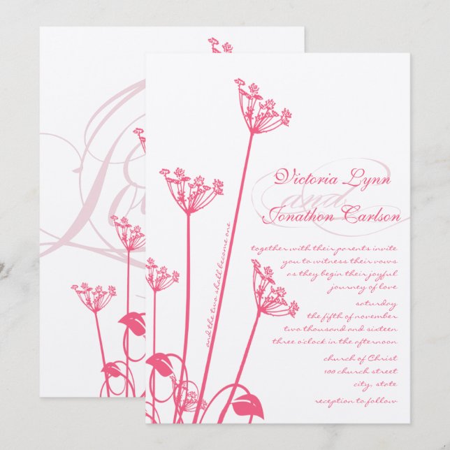 Convite de Casamento Flor Silvestre Dente-de-Leão  (Frente/Verso)