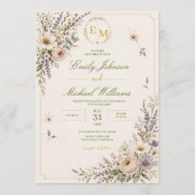 Convite de Casamento Flor Silvestre Elegante