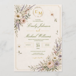 Convite de Casamento Flor Silvestre Elegante