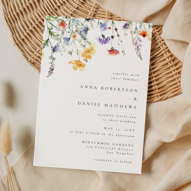 Convite de Casamento Flor Silvestre Elegante (Criador carregado)