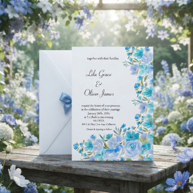 Convite de Casamento Flor Silvestre Elegante (Criador carregado)