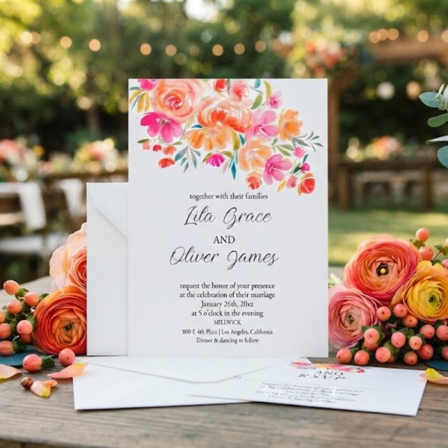 Convite de Casamento Flor Silvestre Elegante (Criador carregado)